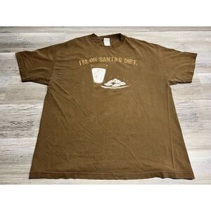 Vintage Faded Graphic T-Shirt Funny Christmas Santas Diet Boxy Oversized Size XL